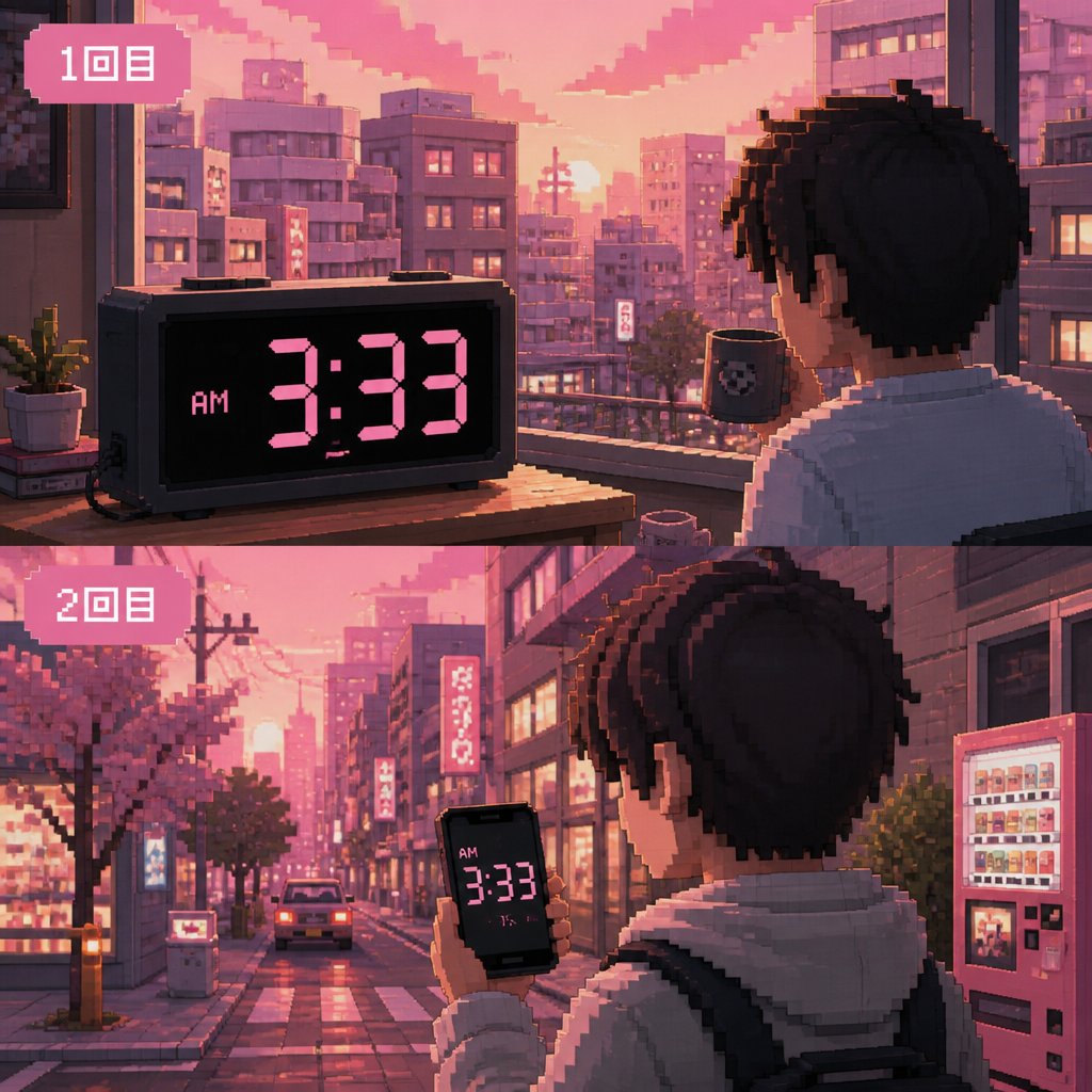3時33分を2回見た
